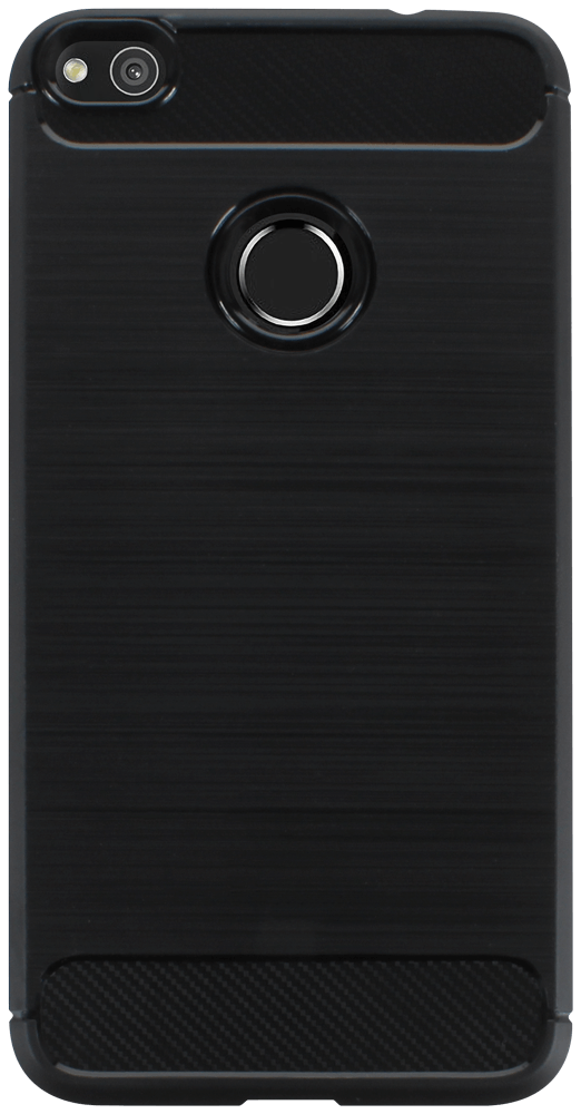 Huawei P8 Lite 2017 ütésálló szilikon tok szálcsiszolt-karbon minta légpárnás sarok fekete