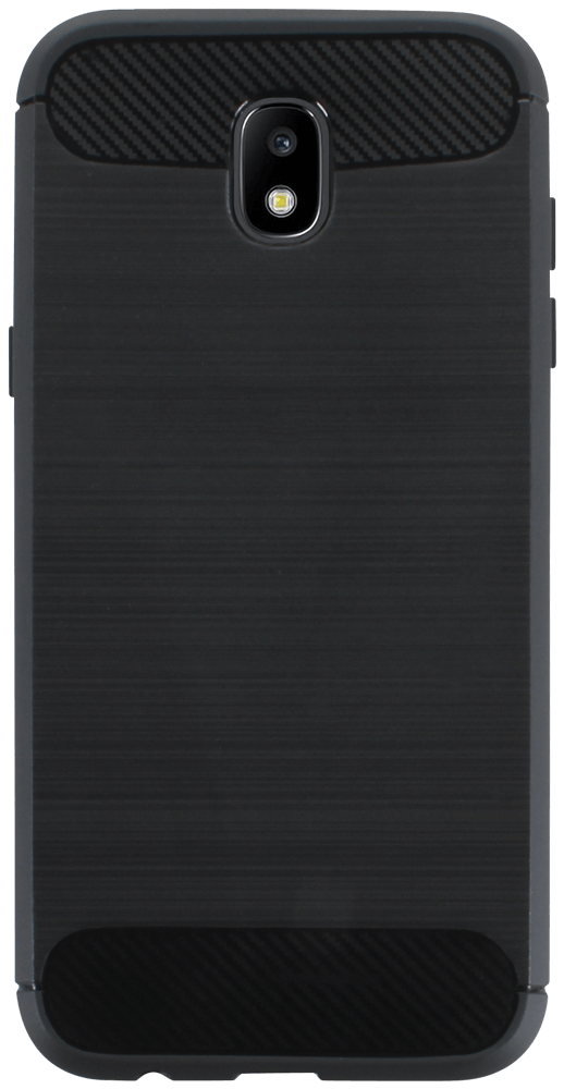Samsung Galaxy J5 2017 Dual (J530) ütésálló szilikon tok szálcsiszolt-karbon minta légpárnás sarok fekete