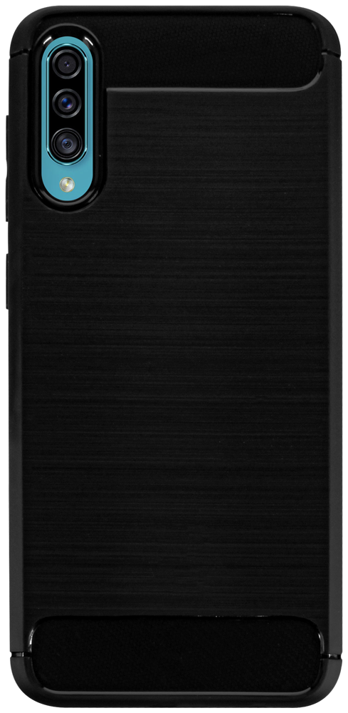Samsung Galaxy A50s (SM-A507F) ütésálló szilikon tok szálcsiszolt-karbon minta légpárnás sarok fekete