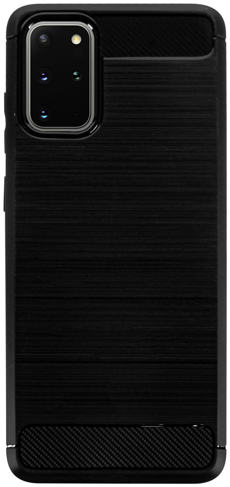 Samsung Galaxy S20 Plus (SM-G985F) ütésálló szilikon tok szálcsiszolt-karbon minta légpárnás sarok fekete