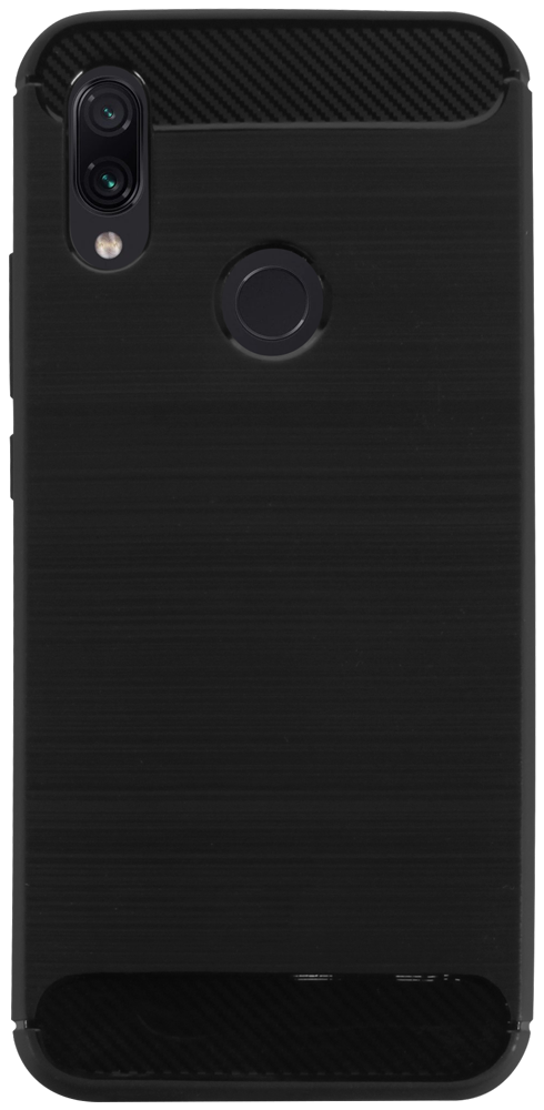 Xiaomi Redmi 7 ütésálló szilikon tok szálcsiszolt-karbon minta légpárnás sarok fekete
