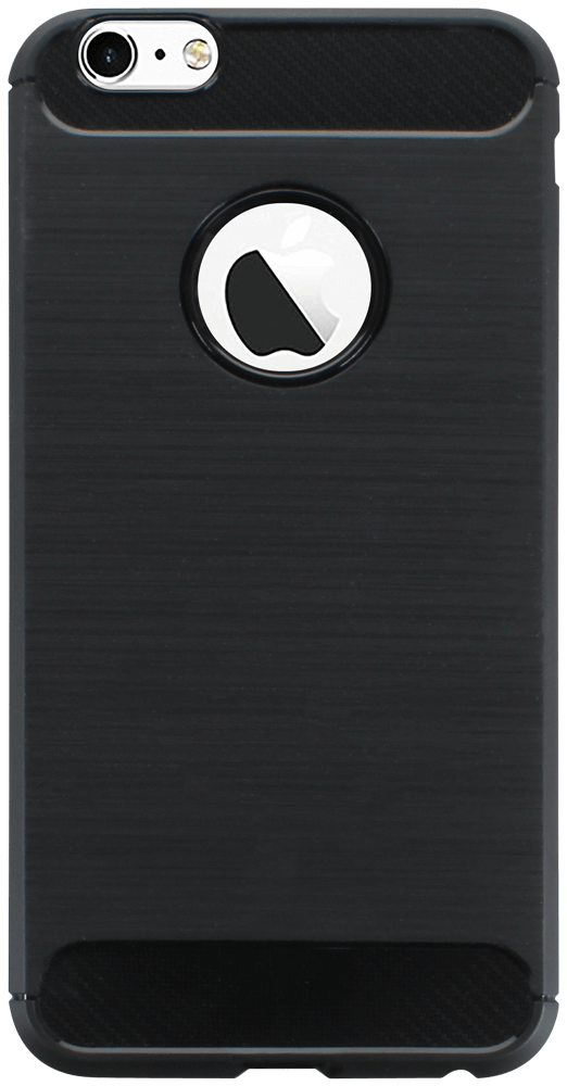 Apple iPhone 6S Plus ütésálló szilikon tok szálcsiszolt-karbon minta légpárnás sarok logó kihagyós fekete