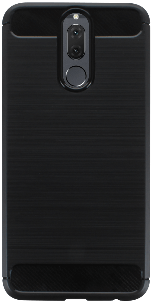 Huawei Mate 10 Lite ütésálló szilikon tok szálcsiszolt-karbon minta légpárnás sarok fekete