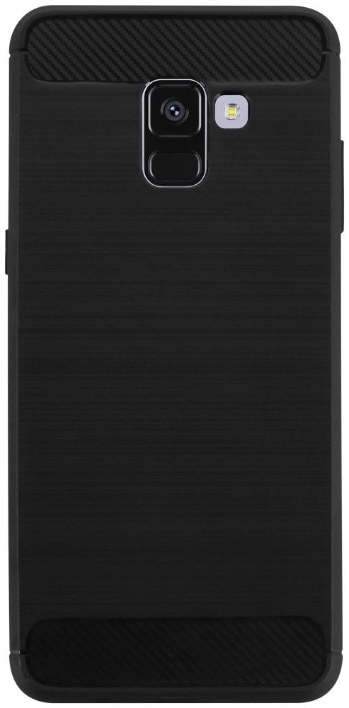 Samsung Galaxy A8 Plus 2018 Dual (A730) ütésálló szilikon tok szálcsiszolt-karbon minta légpárnás sarok fekete