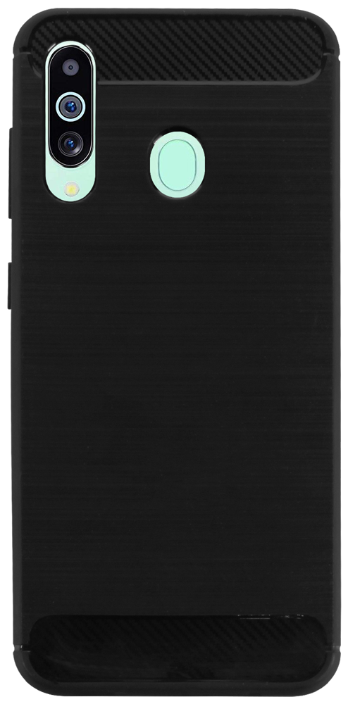Samsung Galaxy M40 ( M405F) ütésálló szilikon tok szálcsiszolt-karbon minta légpárnás sarok fekete