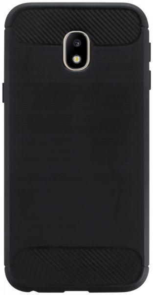 Samsung Galaxy J3 2017 (J330) ütésálló szilikon tok szálcsiszolt-karbon minta légpárnás sarok fekete