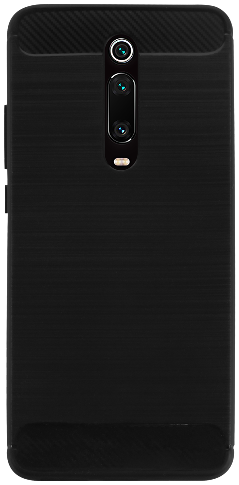 Xiaomi Mi 9T Pro ütésálló szilikon tok szálcsiszolt-karbon minta légpárnás sarok fekete