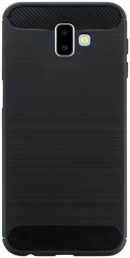 Samsung Galaxy J6 Plus (J610F) ütésálló szilikon tok szálcsiszolt-karbon minta légpárnás sarok fekete