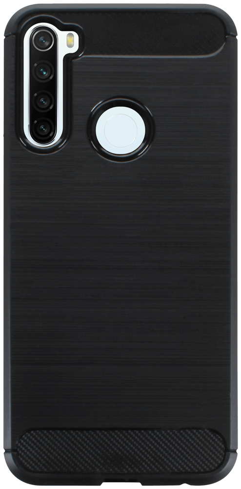 Xiaomi Redmi Note 8T ütésálló szilikon tok szálcsiszolt-karbon minta légpárnás sarok fekete