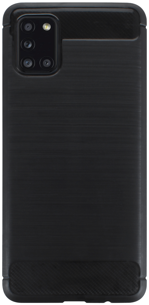 Samsung Galaxy A31 ( SM-A315F) ütésálló szilikon tok szálcsiszolt-karbon minta légpárnás sarok fekete