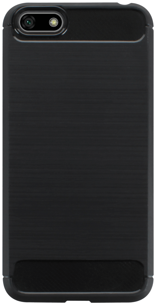 Huawei Y5 2018 ütésálló szilikon tok szálcsiszolt-karbon minta légpárnás sarok fekete