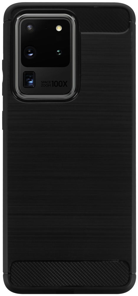 Samsung Galaxy S20 Ultra (SM-G988B) ütésálló szilikon tok szálcsiszolt-karbon minta légpárnás sarok fekete