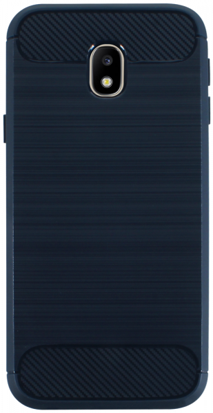 Samsung Galaxy J3 2017 (J330) ütésálló szilikon tok szálcsiszolt-karbon minta légpárnás sarok sötétkék