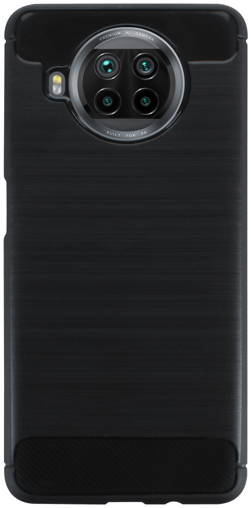 Xiaomi Mi 10T Lite 5G ütésálló szilikon tok szálcsiszolt-karbon minta légpárnás sarok fekete