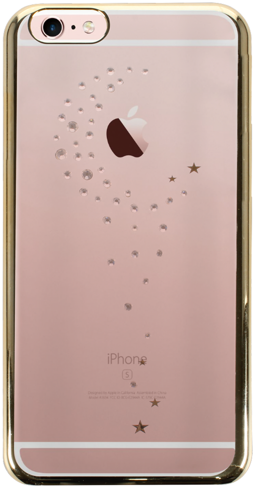 Apple iPhone 6 kemény hátlap arany színű kerettel strasszköves átlátszó