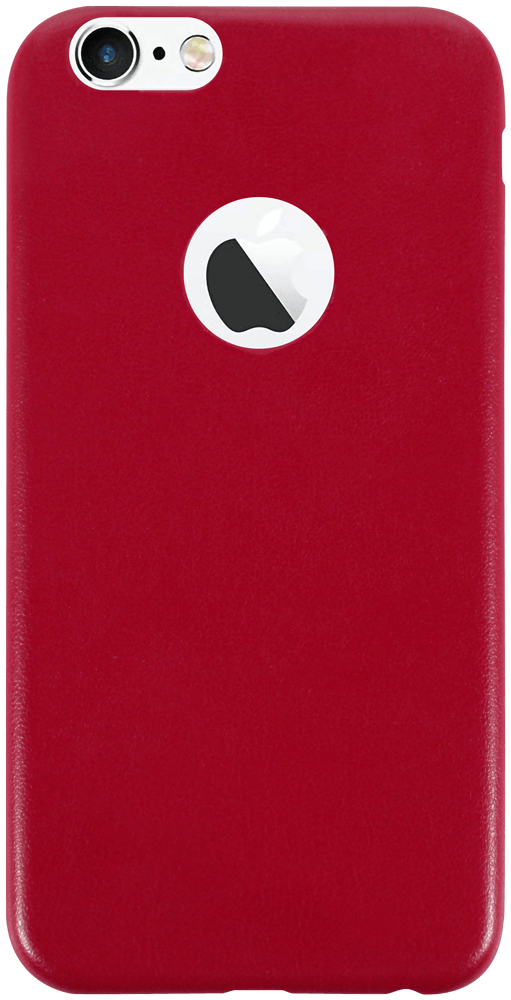Apple iPhone 6 szilikon tok logó kihagyós bőrhatású piros
