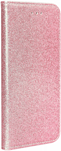 Samsung Galaxy A42 5G (SM-A426B) oldalra nyíló flipes bőrtok csillámos rozéarany