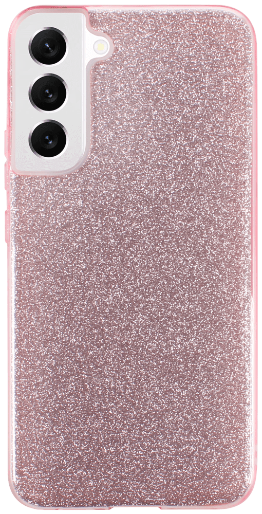 Samsung Galaxy S22 Plus 5G (SM-S906B) szilikon tok kivehető ezüst csillámporos réteg halvány rózsaszín