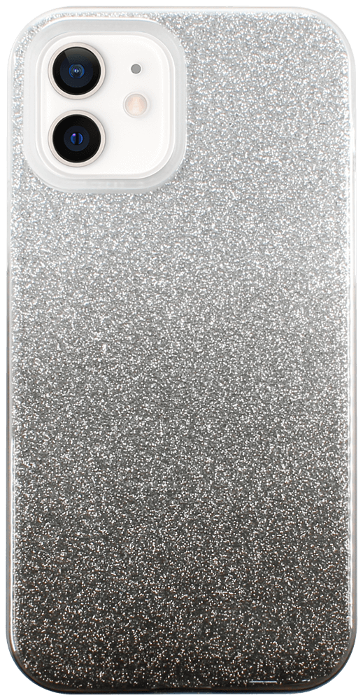 Apple iPhone 12 szilikon tok csillogó hátlap fekete/ezüst