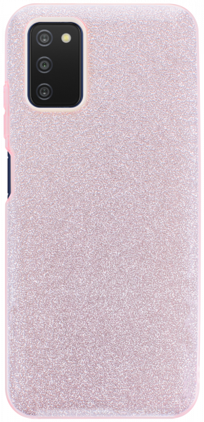 Samsung Galaxy A03s (SM-A037F) szilikon tok kivehető ezüst csillámporos réteg halvány rózsaszín