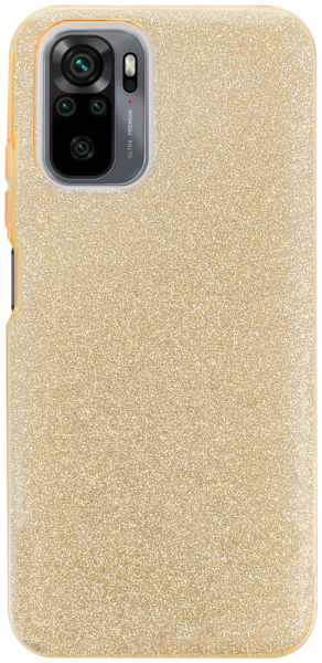 Xiaomi Redmi Note 10s szilikon tok kivehető ezüst csillámporos réteg halvány sárga