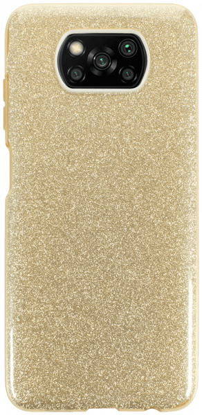 Xiaomi Poco X3 NFC szilikon tok kivehető ezüst csillámporos réteg halvány sárga