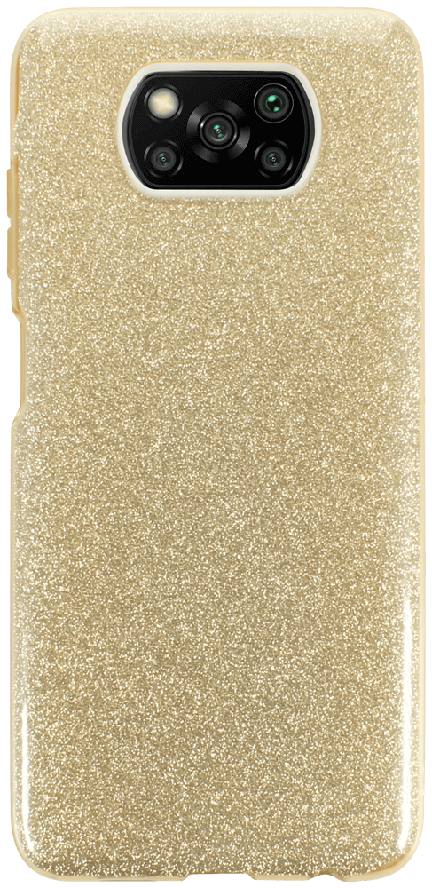 Xiaomi Poco X3 Pro szilikon tok kivehető ezüst csillámporos réteg halvány sárga