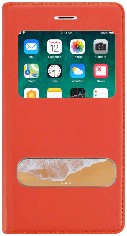 Apple iPhone 6S oldalra nyíló flipes bőrtok S-View Cover narancssárga