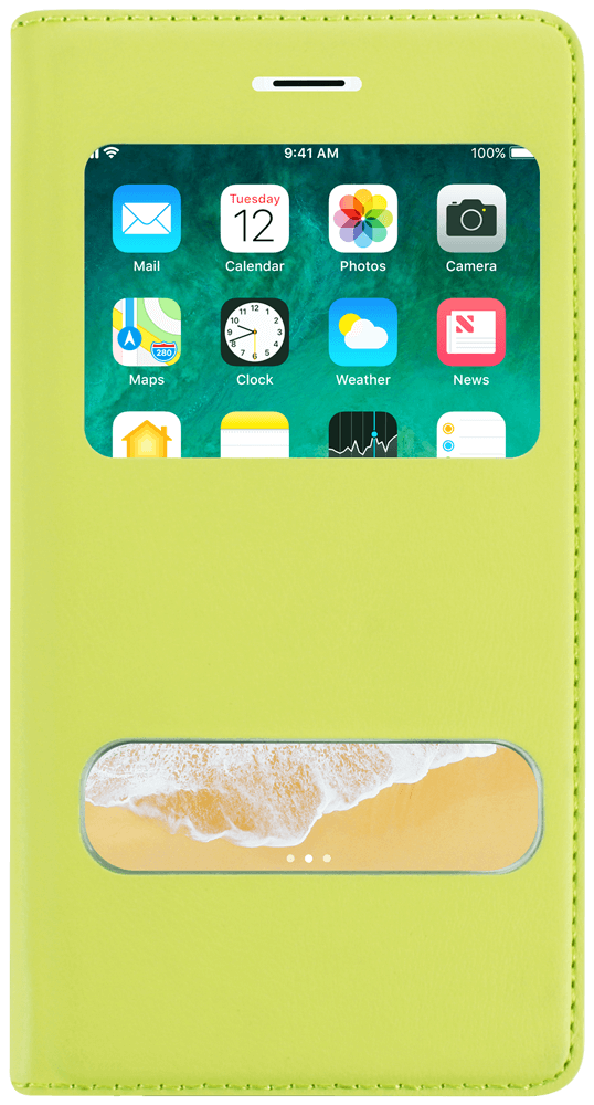 Apple iPhone 6 oldalra nyíló flipes bőrtok S-View Cover zöld