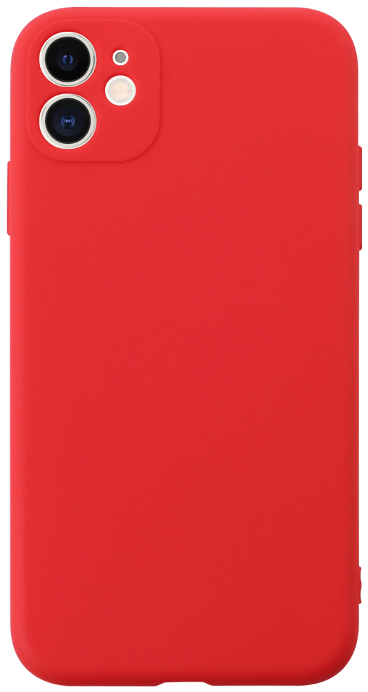 Apple iPhone 11 szilikon tok kameravédővel matt piros