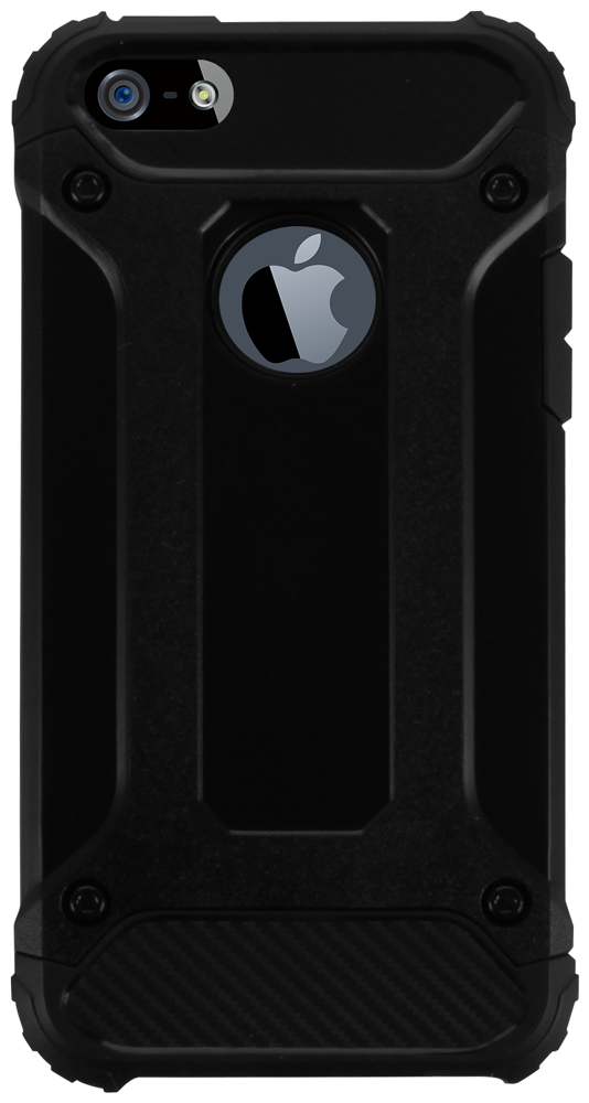 Apple iPhone SE (2016) ütésálló tok légpárnás sarkas, hibrid Forcell Armor logó kihagyós fekete