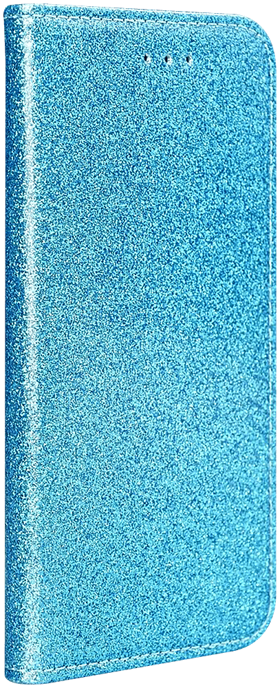 Huawei P40 oldalra nyíló flipes bőrtok csillámos kék