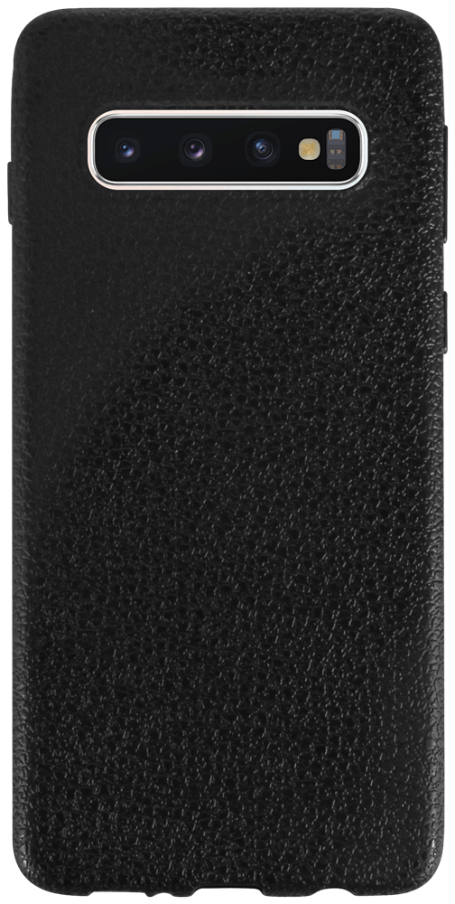 Samsung Galaxy S10 (SM-G973) szilikon tok bőrhatású fekete