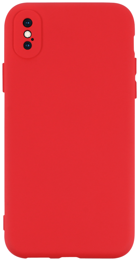 Apple iPhone XS szilikon tok kameravédővel matt piros