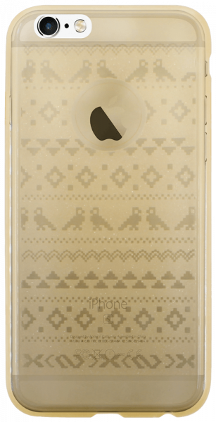 Apple iPhone 6 szilikon tok madár minta logónál átlátszó arany