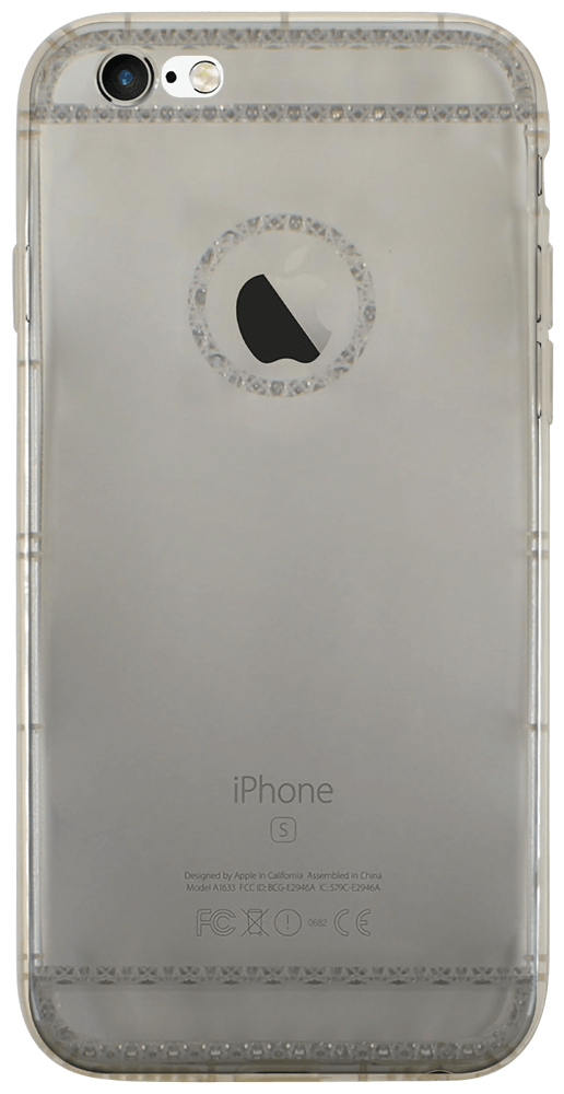 Apple iPhone 6S szilikon tok csillogó hátlap logónál átlátszó füstszínű