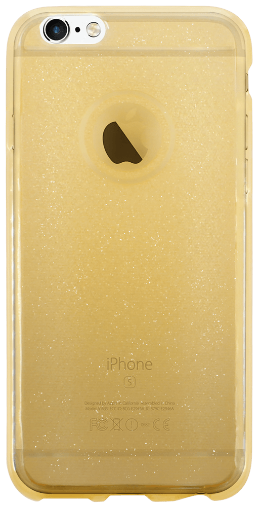 Apple iPhone 6S szilikon tok csillogó hátlap logónál átlátszó halvány sárga