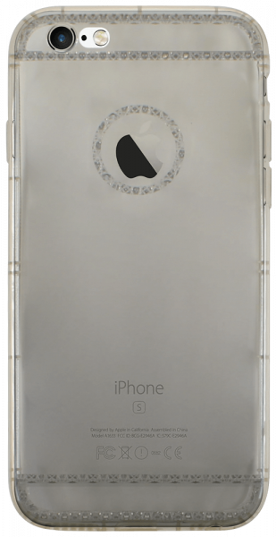 Apple iPhone 6 szilikon tok csillogó hátlap logónál átlátszó füstszínű