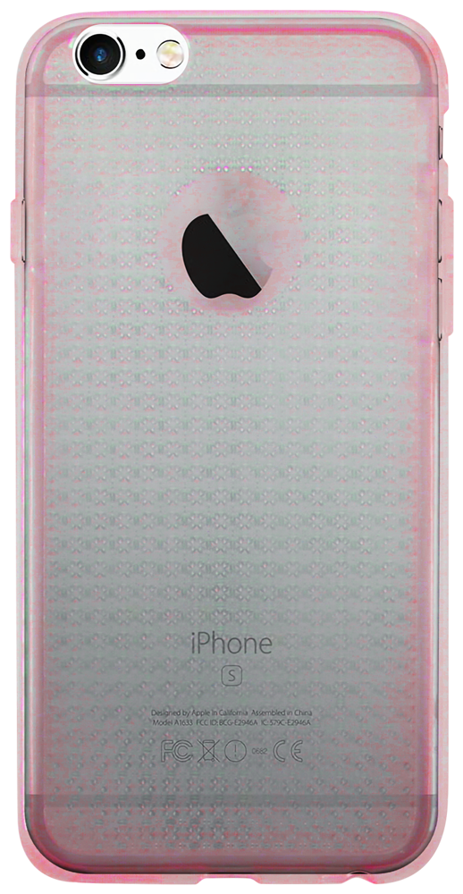 Apple iPhone 6S szilikon tok csillogó hátlap logónál átlátszó rózsaszín