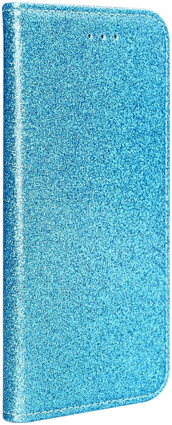 Apple iPhone 11 Pro Max oldalra nyíló flipes bőrtok csillámos kék