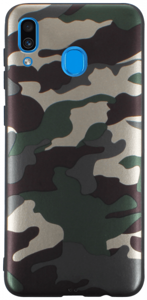 Samsung Galaxy A20 (SM-205) szilikon tok terepmintás zöld