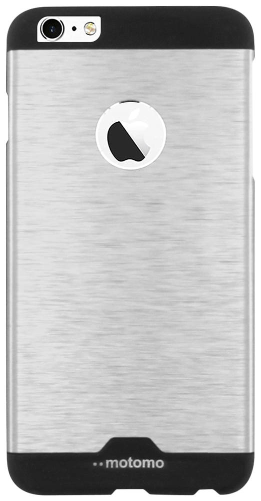 Apple iPhone 6 Plus kemény hátlap logó kihagyós alul-felül fekete sáv ezüst