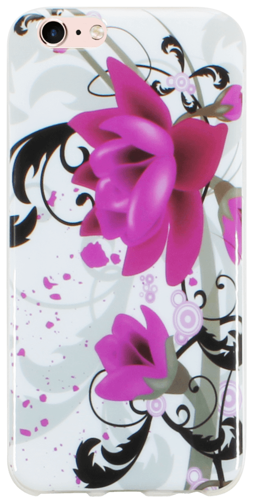 Apple iPhone 6 szilikon tok virágmintás rózsaszín