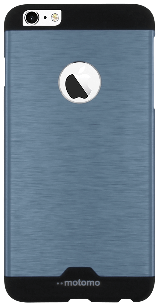 Apple iPhone 6 Plus kemény hátlap logó kihagyós alul-felül fekete sáv szürkés kék