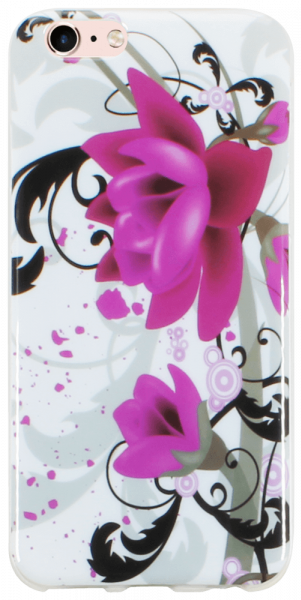 Apple iPhone 6S szilikon tok virágmintás rózsaszín