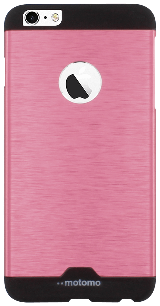 Apple iPhone 6S Plus kemény hátlap logó kihagyós alul-felül fekete sáv rózsaszín