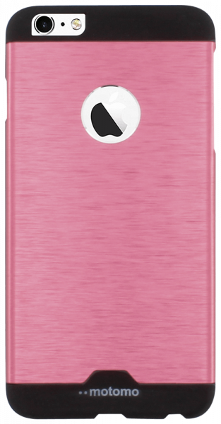 Apple iPhone 6S Plus kemény hátlap logó kihagyós alul-felül fekete sáv rózsaszín