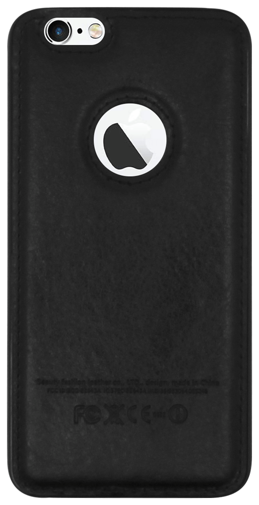 Apple iPhone 6S kemény hátlap logó kihagyós bőrbevonatú fekete