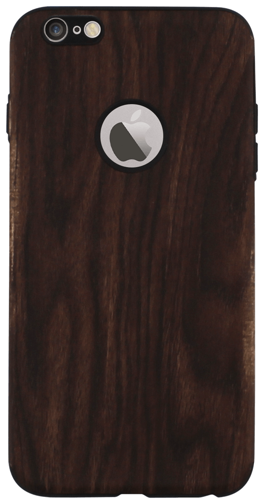 Apple iPhone 6 Plus szilikon tok logó kihagyós fa mintás barna