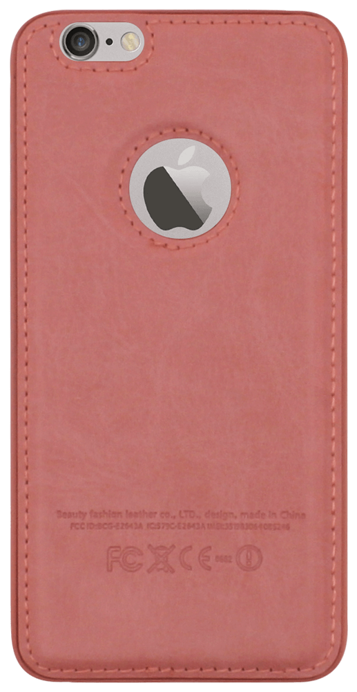 Apple iPhone 6 kemény hátlap bőrhatású logó kihagyós rózsaszín